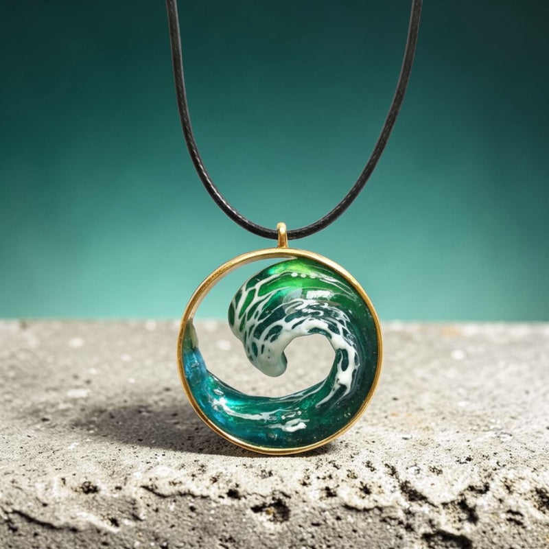 Sea Wave Circle Pendant – Handmade