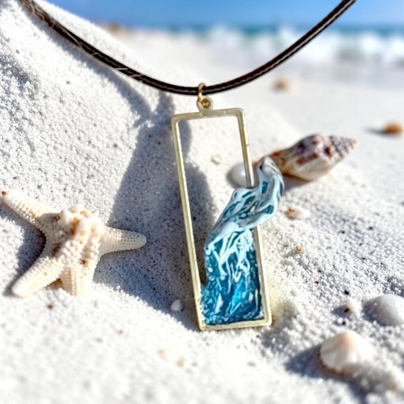 Sea Wave Frame Pendant – Handmade