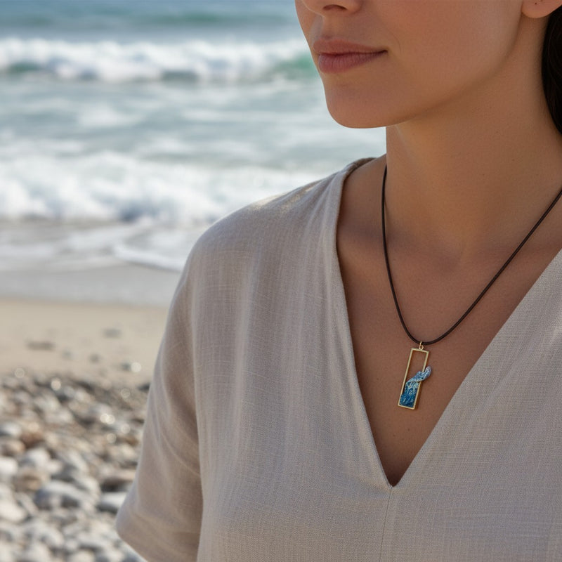 Sea Wave Frame Pendant – Handmade