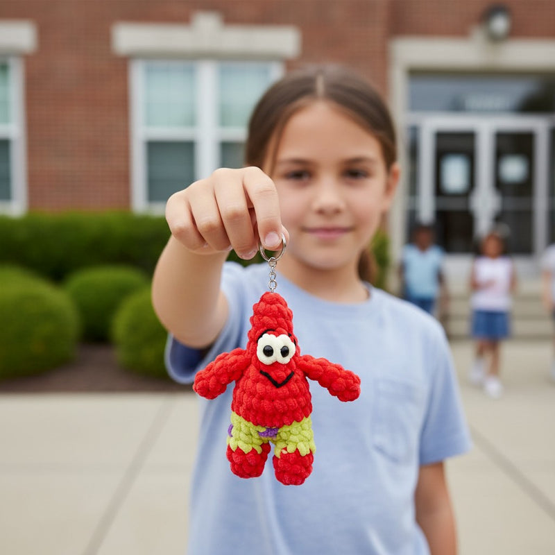 Handmade Crochet Starfish Keychain