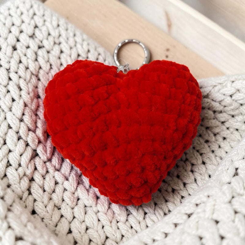 Handmade Crochet Heart Keychain