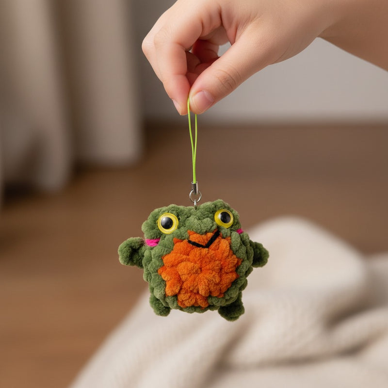 Handmade Crochet Frog Keychain