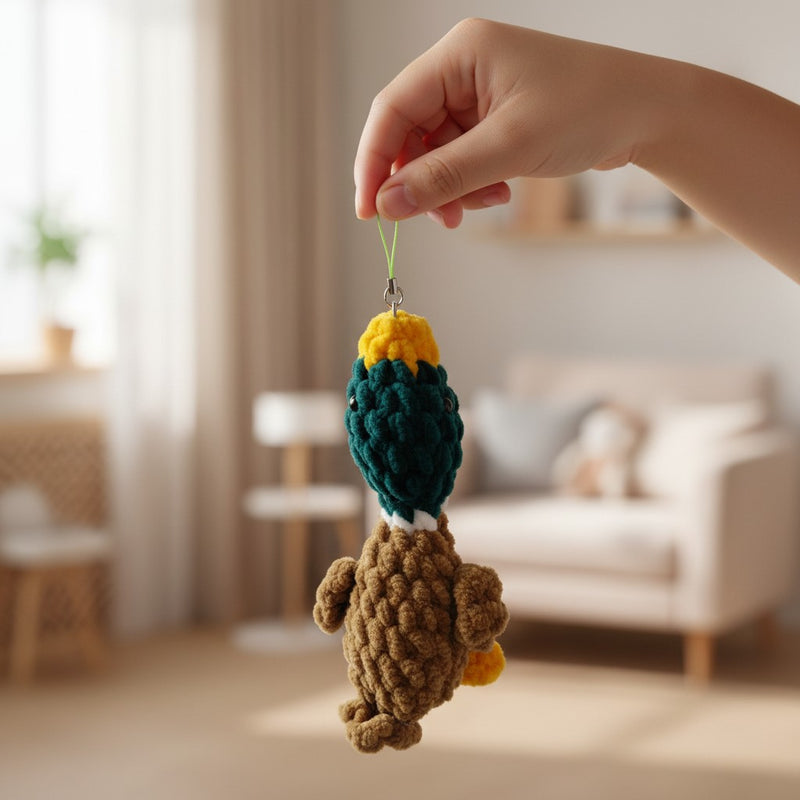 Handmade Crochet Duck Keychain