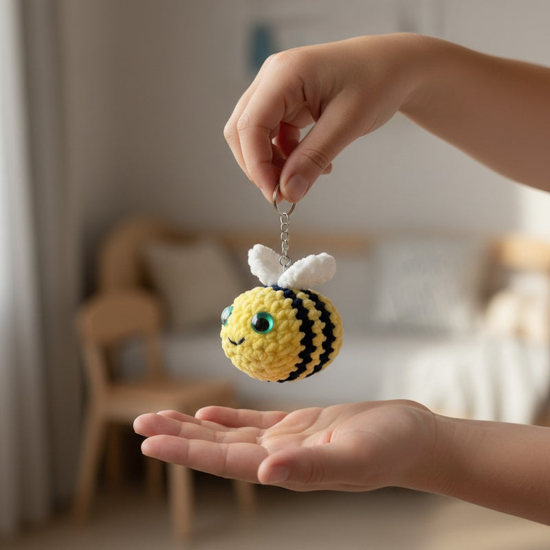Handmade Crochet Bee Keychain