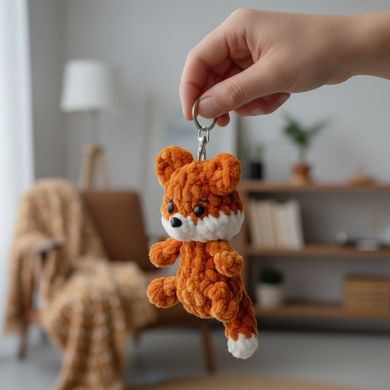 Handmade Crochet Fox Keychain