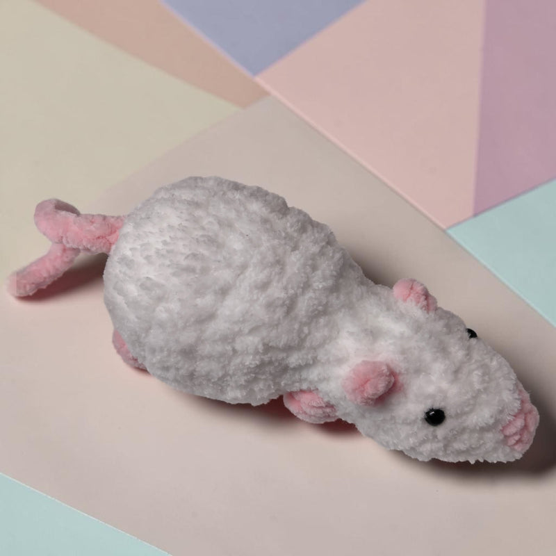 Handmade Crochet White Mouse Plush Toy