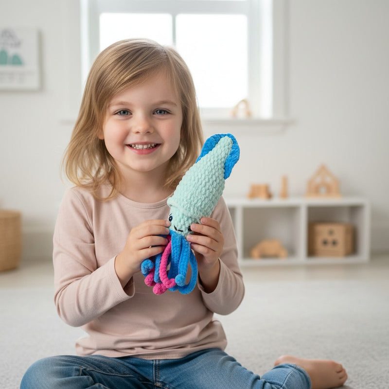 Handmade Crochet Squid Toy