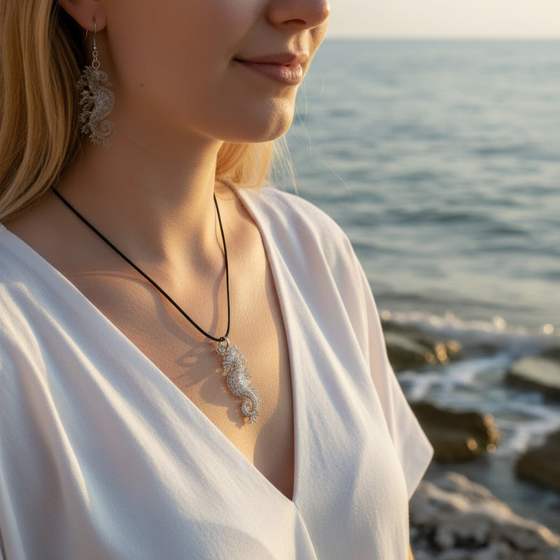 Crystal Seahorse Resin Earrings