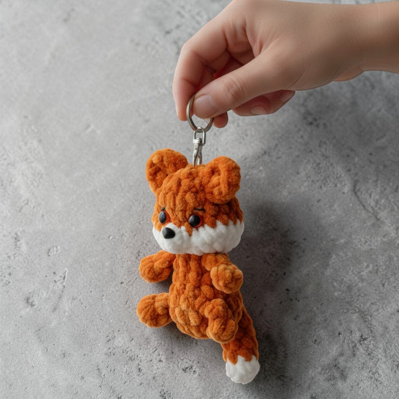 Handmade Crochet Fox Keychain