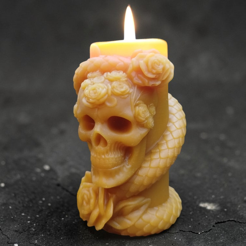 Serpent Crown Skull Candle