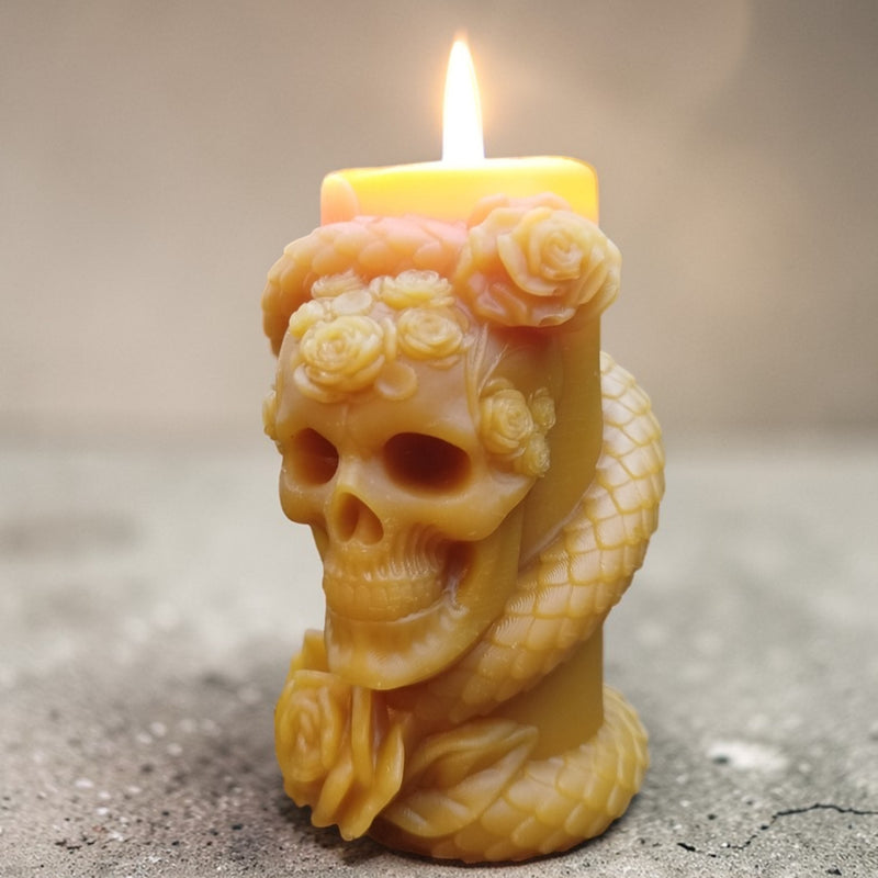Serpent Crown Skull Candle