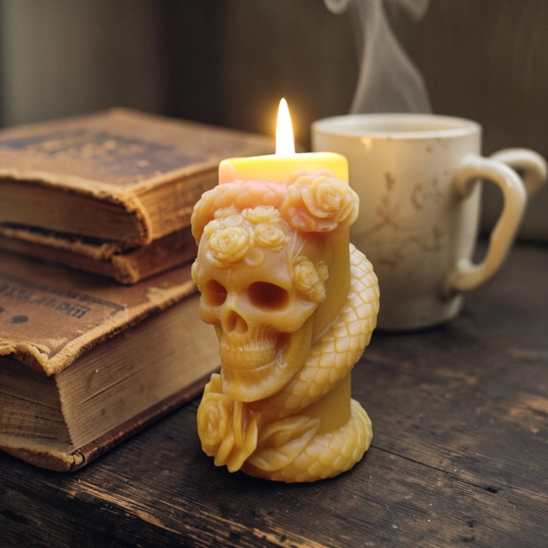 Serpent Crown Skull Candle