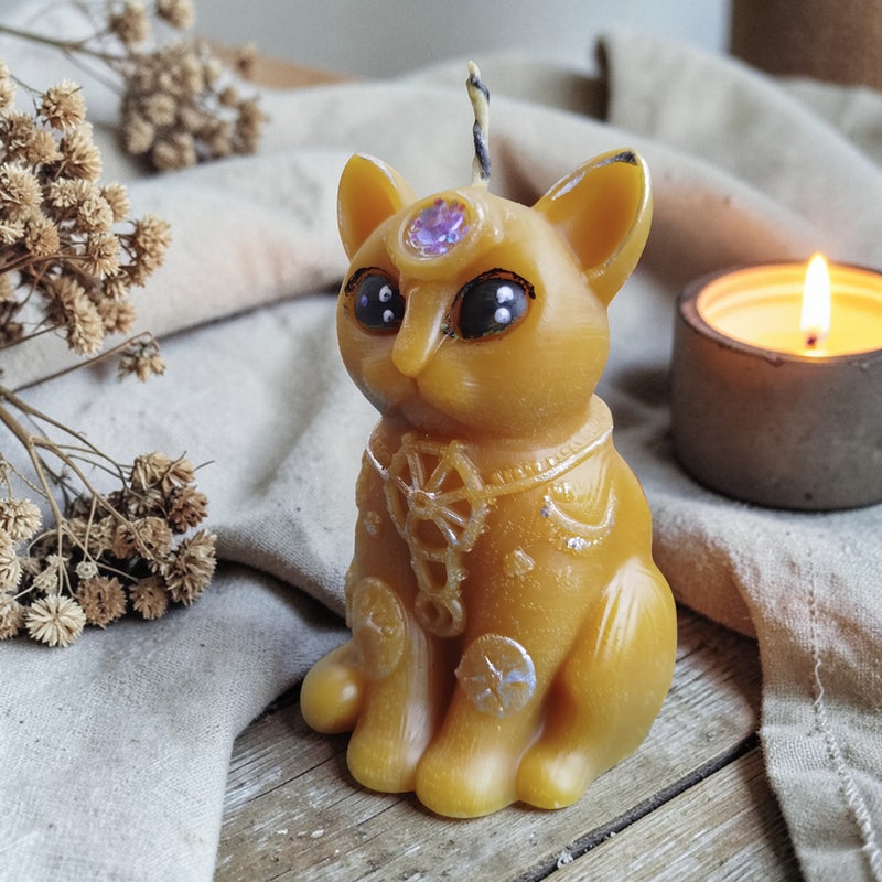 Third Eye Cat Beeswax Candle
