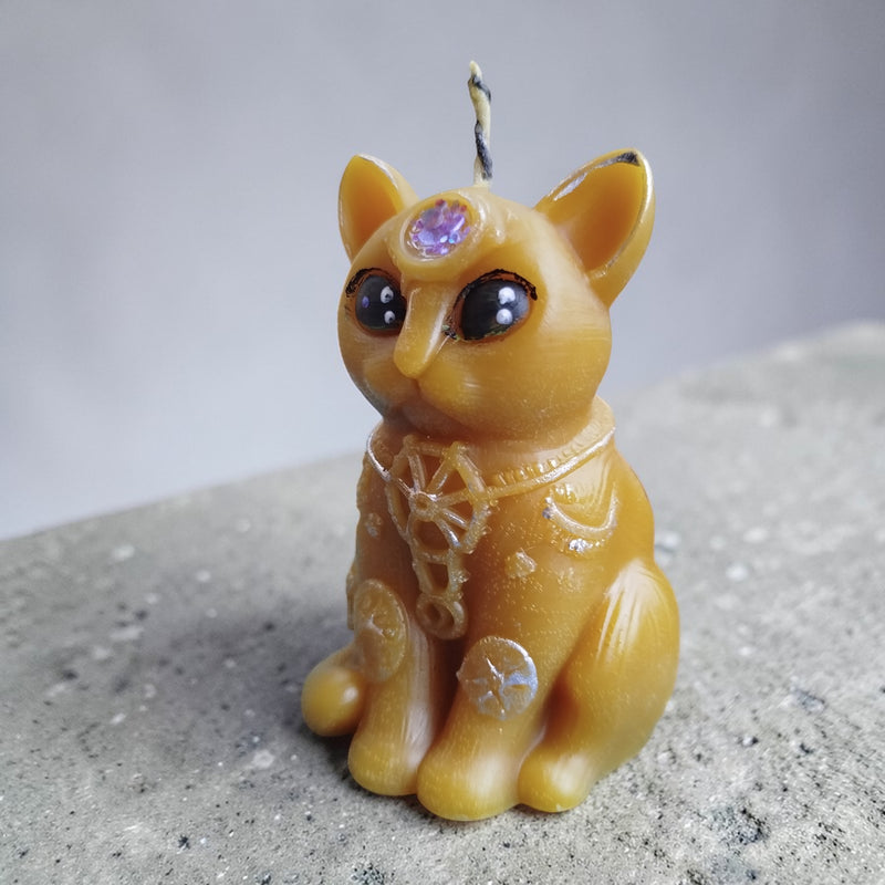 Third Eye Cat Beeswax Candle