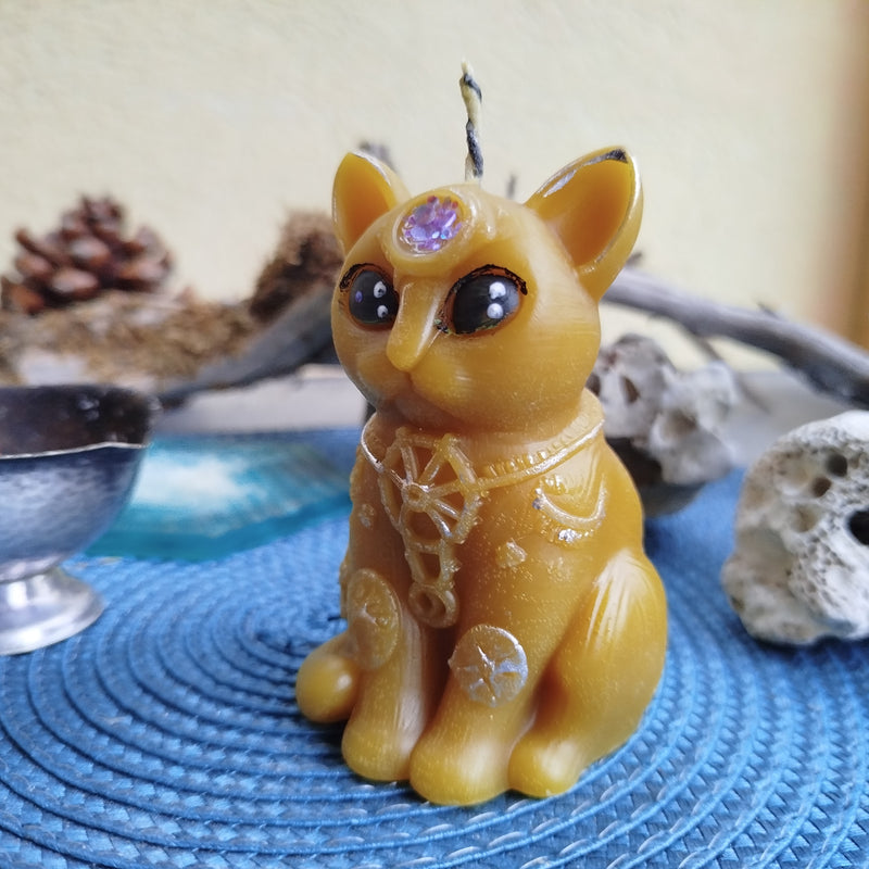 Third Eye Cat Beeswax Candle