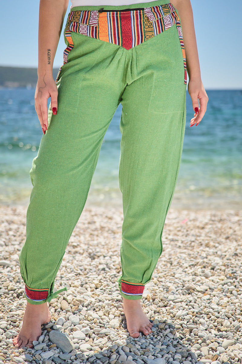 Woven Waist Cotton Pants