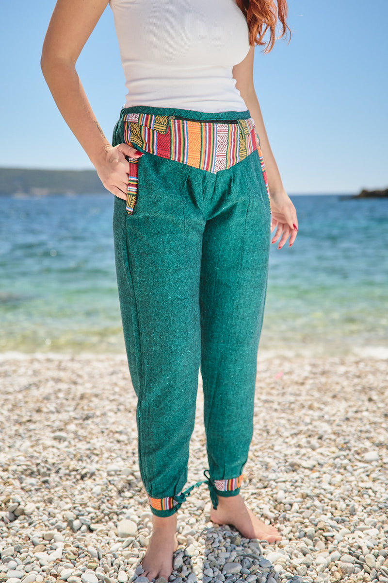 Woven Waist Cotton Pants