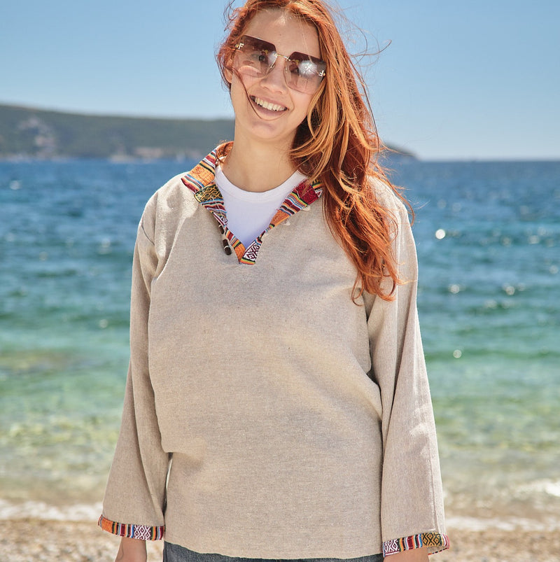 Cotton Shirt with Woven Details