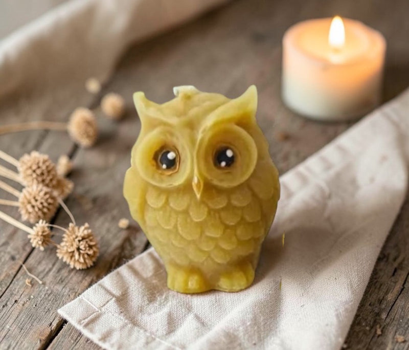 Owl Beeswax Candle