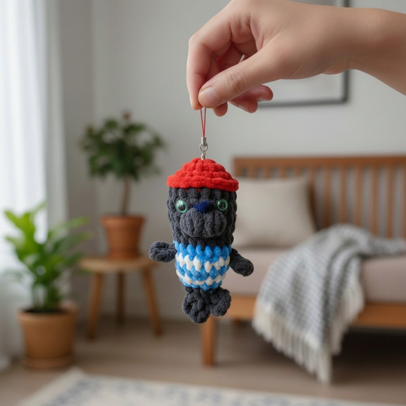 Handmade Crochet Seal Keychain