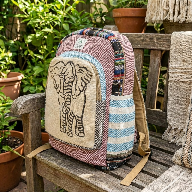 Boho Hemp Backpack — Spirit Elephant