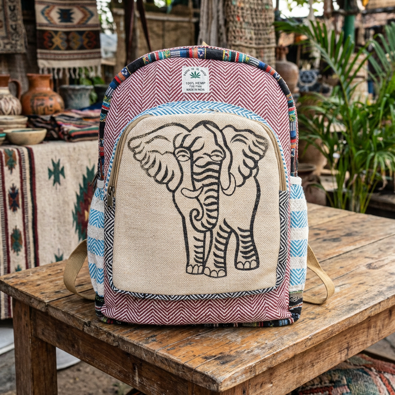 Boho Hemp Backpack — Spirit Elephant