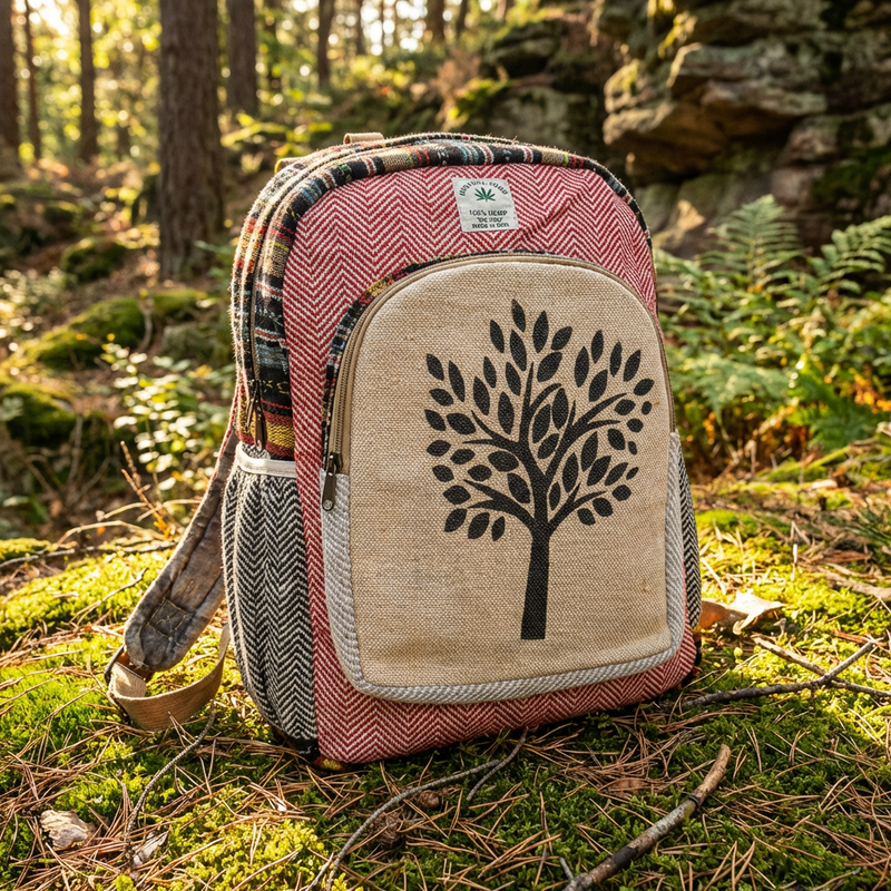 Boho Hemp Backpack – Sacred Tree