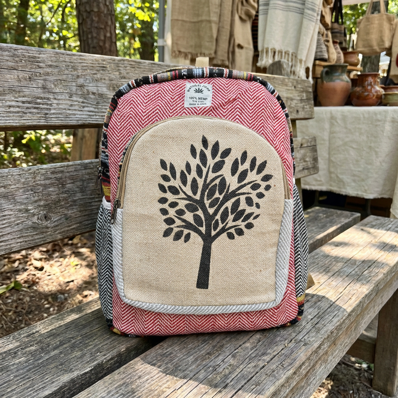 Boho Hemp Backpack – Sacred Tree