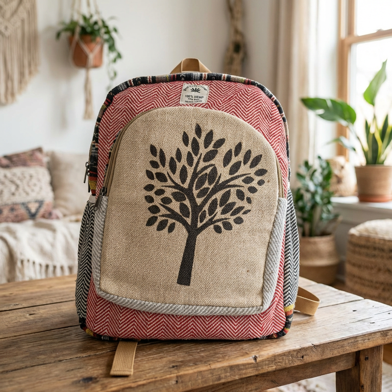 Boho Hemp Backpack – Sacred Tree