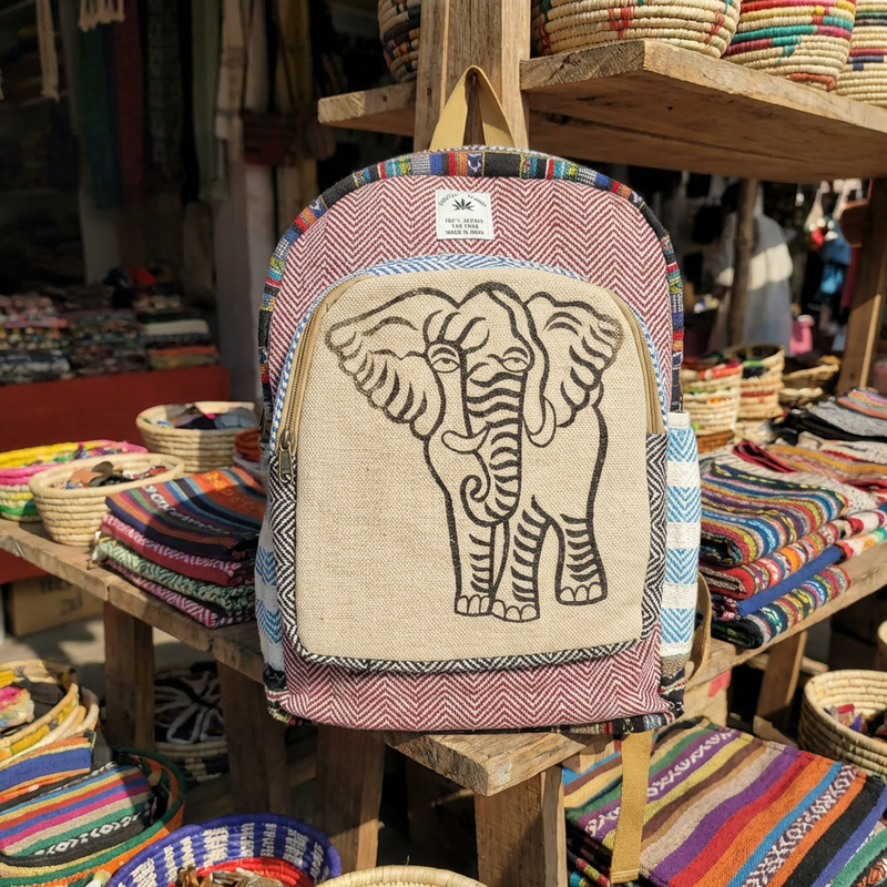 Boho Hemp Backpack — Spirit Elephant