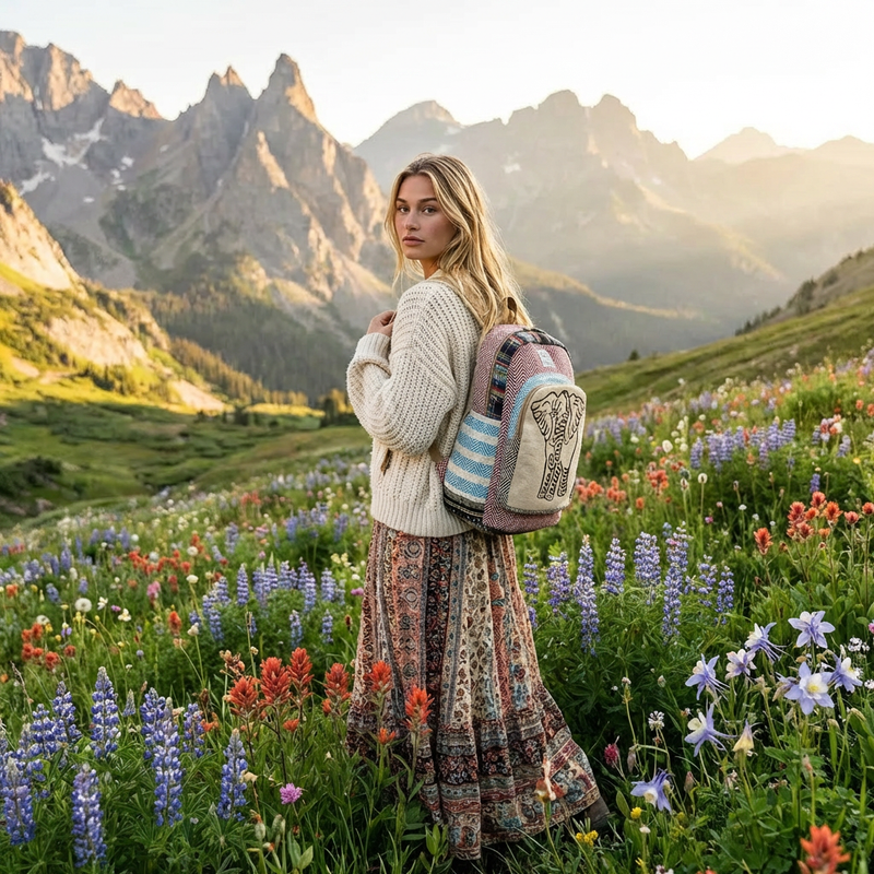 Boho Hemp Backpack — Spirit Elephant