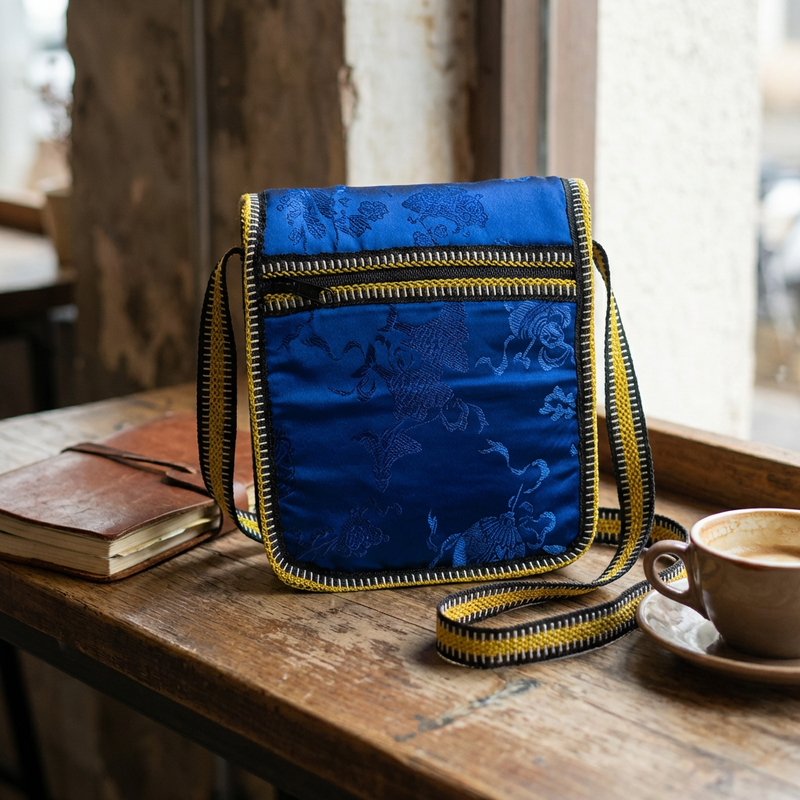 Orient Silk Crossbody Pouch