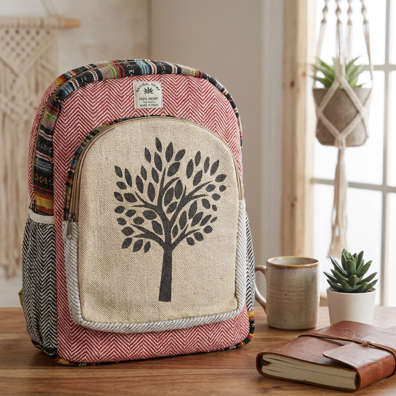 Boho Hemp Backpack – Sacred Tree