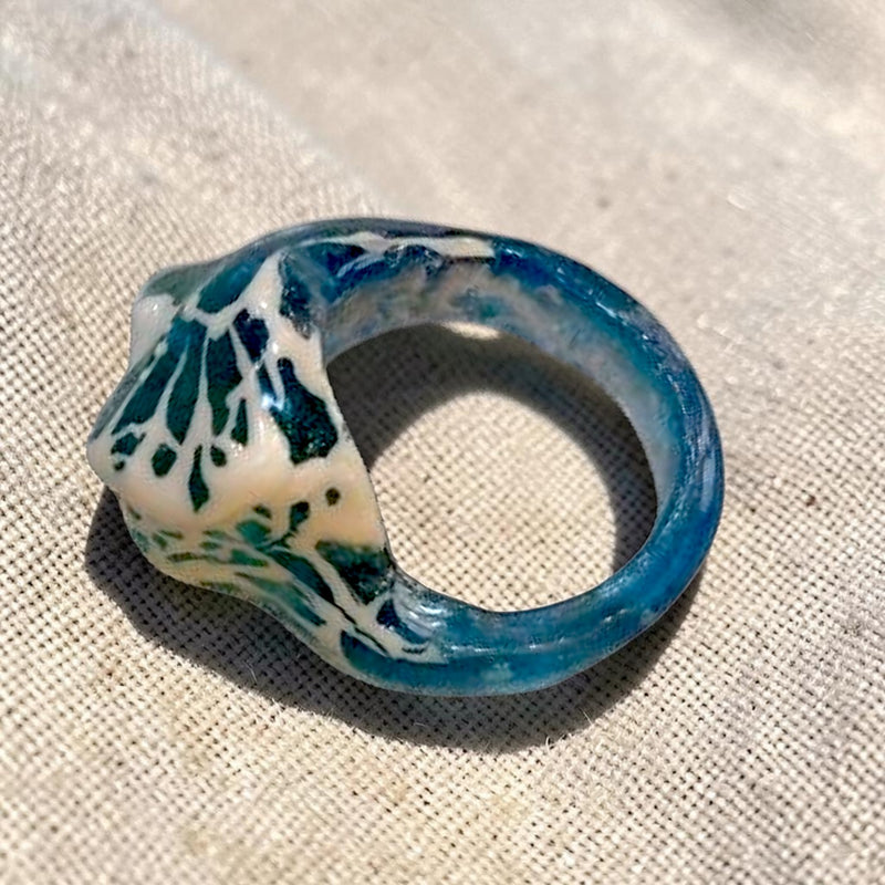 Emerald Sea Wave Ring – Handmade